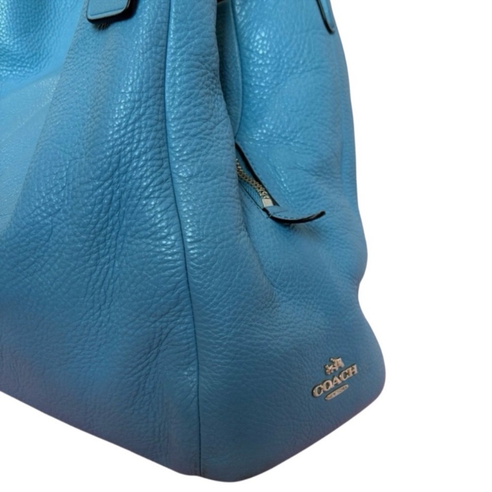 COACH shoulder bag in super soft teal pebble leather w/silver hardware - Picture 4 of 16